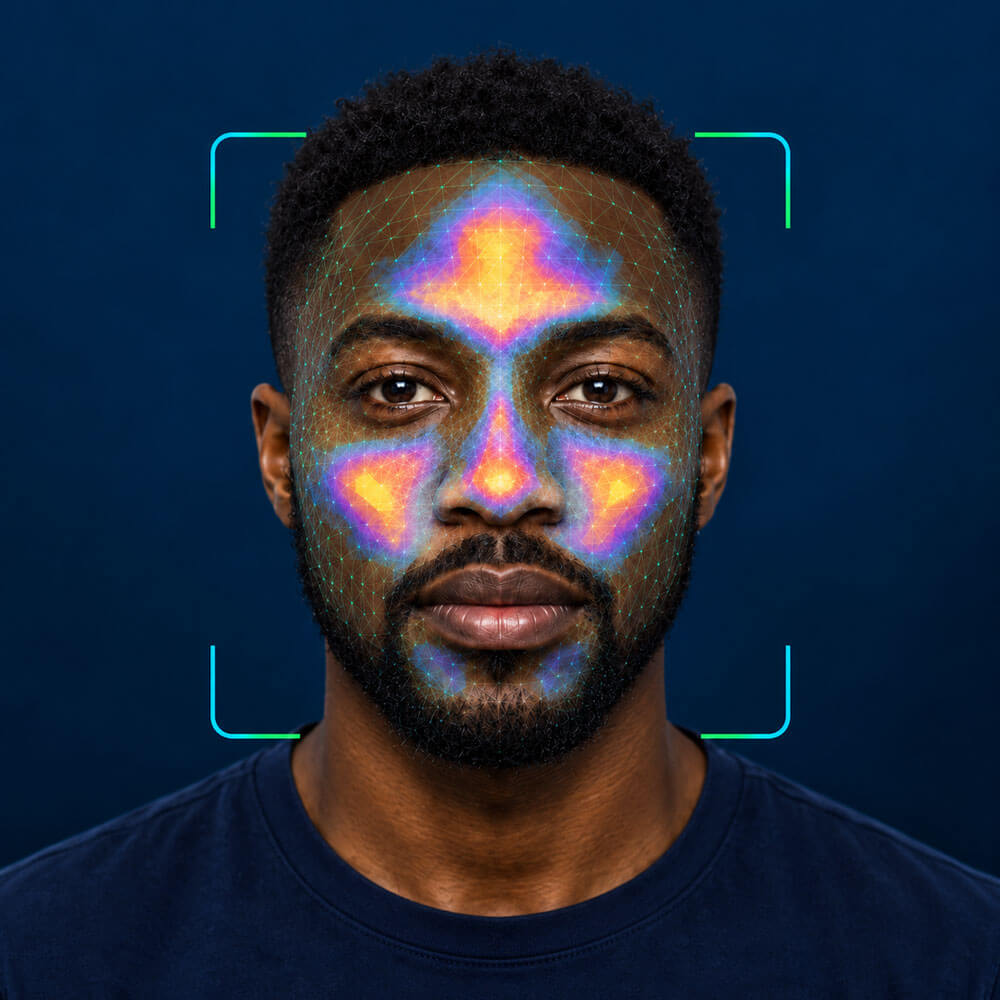 TanzMED CTO with a conceptual AI facial scan overlay